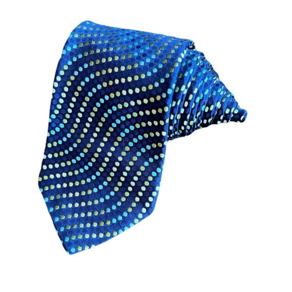 Ted Baker 62 x 3.25 Blue Green Dot Silk Neck Tie